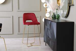 Pan Home Tama Bar Chair - Red & Gold