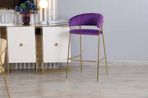 Pan Home Viedma Bar Chair - Purple & Gold