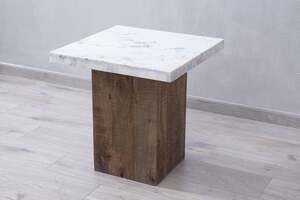 Pan Home Akola End Table Marble - White & Natural