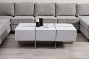 Pan Home Spoleta Coffee Table Solid Wood - White & Silver