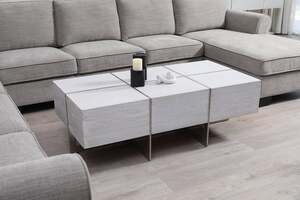 Pan Home Spoleta Coffee Table Solid Wood - White & Silver