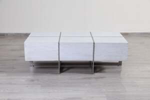 Pan Home Spoleta Coffee Table Solid Wood - White & Silver