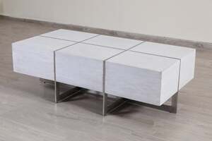 Pan Home Spoleta Coffee Table Solid Wood - White & Silver