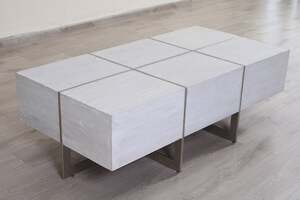 Pan Home Spoleta Coffee Table Solid Wood - White & Silver