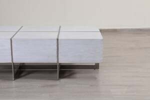 Pan Home Spoleta Coffee Table Solid Wood - White & Silver