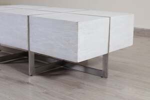 Pan Home Spoleta Coffee Table Solid Wood - White & Silver