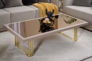 Pan Home Alasca Coffee Table - Beige & Gold