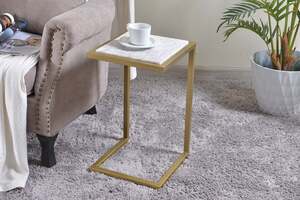 Pan Home Anzi End Table Marble - White & Gold