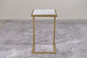Pan Home Anzi End Table Marble - White & Gold