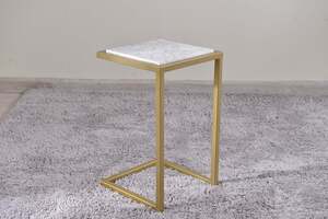 Pan Home Anzi End Table Marble - White & Gold