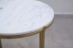 Pan Home Almach End Table Marble - White & Gold