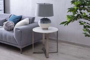 Pan Home Radstock End Table Marble - White & Silver