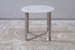 Pan Home Radstock End Table Marble - White & Silver