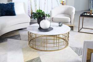 Pan Home Finnell Coffee Table Marble - White & Gold