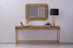 Pan Home Accordia Console With Mirror - Gold