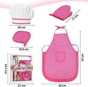 Toy Land Chef Set For Kids Cooking Play Set With Apron For Girls Ages 3+, 11 Pcs Great Gift, Chef Hat, and Other accessories For Toddler Career Role Play Children Pretend Play