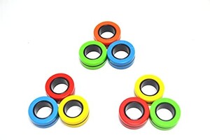 Toy Land Magnetic Finger Rings Skill Toys - Fidget Stress Relief Ring-Assorted Colors-Fidget Ring Toy
