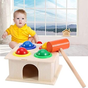 Toy Land Early Educational Wooden Hammer Case Toy Knock Pounding Bench for Kids