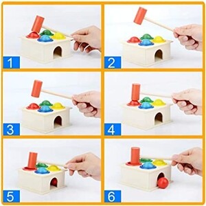 Toy Land Early Educational Wooden Hammer Case Toy Knock Pounding Bench for Kids