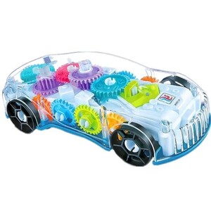 Toy Land Gear Racing Transparent Car with 360 Degree Rotation Gear Simulation Mechanical Car with Light & Sound