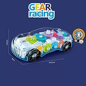 Toy Land Gear Racing Transparent Car with 360 Degree Rotation Gear Simulation Mechanical Car with Light & Sound