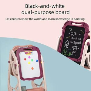 Toy Land Multifunction Portable Black and White Magnetic Double Sided Drawing Board Toy Set for Kids