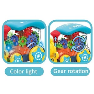 Toy Land 360 Degree Rotation Concept Gear Light Train Engine Transparent Bump and Go Toys with 3D Lightning, Moving Gears and Music Gear Simulation Mechanical Sound and Light Train Toy (Blue)