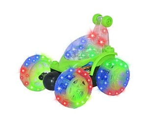 Toy Land Remote Control Rechargeable Acrobatic 360 Degree Twisting Stunt Car with Music & Lights and Charger for Kids (Green)