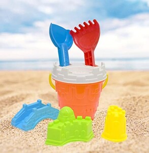 Toy Land Summer Outdoor 6 Pcs Sand and Beach Toy Set for Kids (Orange)