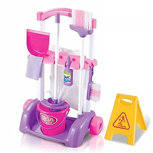 مجموعة أدوات تنظيف - عربة بعجلات وملحقات مجموعة تنظيف المنزل للأطفال