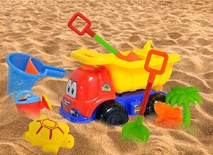 Toy Land Multicolor 9 Pcs Sand Beach Large Dump Truck Sand Shovel Set Outdoor Toys Set for Kids