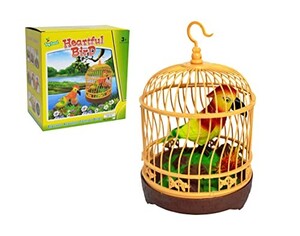 Toy Land Electric Acoustic Control Heartful Musical Bird Toy in a Cage