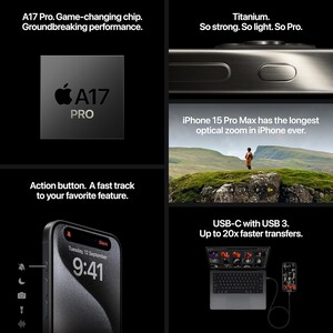هاتف أبل آيفون 15 برو بسعة 512 جيجابايت وشريحة إلكترونية من التيتانيوم باللون الطبيعي - إصدار دولة الإمارات العربية المتحدة