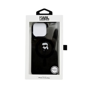 Karl Lagerfeld Saffiano Ikonik Magsafe Case for iPhone 15 Pro Max Black