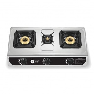 AFRA  Japan Three Burner Gas Stove,  Three Burners, Brass Caps, Battery Powered Ignition, Tempered Glass Top, Stainless Steel, Cast Iron, Double Injection, G-MARK, ESMA, ROHS, and CB Certified, 2 years warranty