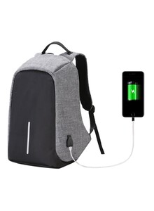 Generic Anti-Theft Laptop Backpack With USB Charging Port Grey/Black
