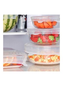 Generic 6pcs Silicone Stretch Lids Reusable Lids Fit Various Sizes Food Saving Covers for Cups Bowls Cans white White 21*4*21cm