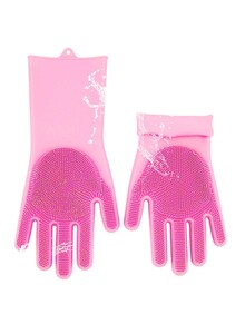 Generic Magic Silicone Gloves With Wash Scrubber Pink 170g