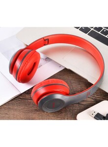 BG P47 Series Bluetooth Over-Ear Headphones Red/Black