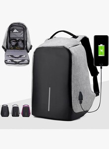 Generic Anti Theft Backpack With USB Charging Port Grey