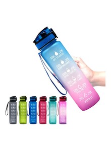 Generic Sports Water Bottle with Time Marker BPA Free & Leak proof Portable Reusable Drinking Kettle Fitness Sport 1L Water Jug for Men  Women Kids Student to Camping Office School Gym Workout 29.5*5*7.5cm