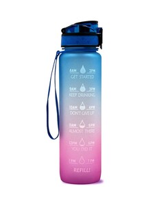 Generic Sports Water Bottle with Time Marker BPA Free & Leak proof Portable Reusable Drinking Kettle Fitness Sport 1L Water Jug for Men  Women Kids Student to Camping Office School Gym Workout 29.5*5*7.5cm