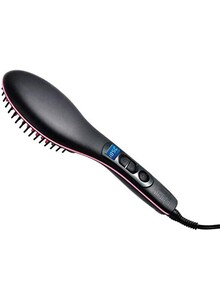 Generic Ceramic Hair Straightener Brush With LCD Screen Black/Red