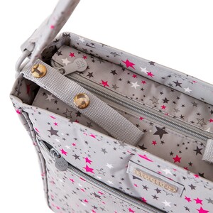 Little Story Pink Star Diaper Bag - Grey