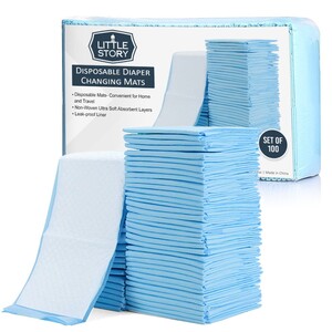 Little Story -Disposable Diaper Changing Mats - Pack of 100pcs - Blue