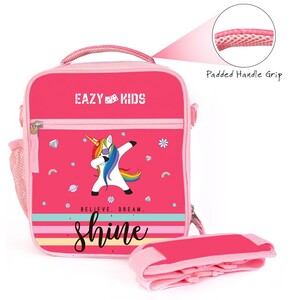 Eazy Kids - Bento Boxes W/ Insulated Lunch Bag Combo - Shine Unicorn Pink