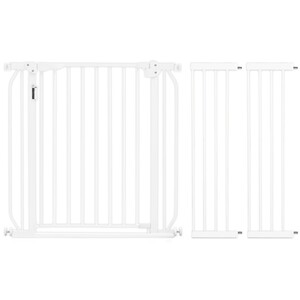 Baby Safe - Metal Safety LED Gate w/t 20cm x 2 Extension - White