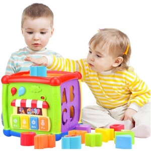 Huanger Activity Cube 8-in-1 Toddler Multi Shape Play