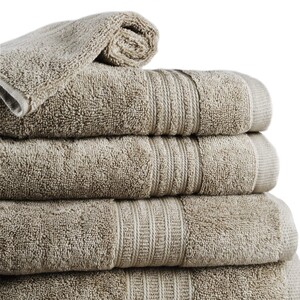 Trident Soft Comfort 100% Air Rich Cotton Yarn Towels, 6 Piece Set -2 Bath, 2 Hand, 2 Washcloths, Super Soft, High Absorbent, 550 GSM, Machine Washable, Sand