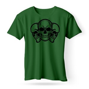 F&M - Gothic Skull Design Adult Green Unisex Tshirt - ABGT-MGT-576 - S